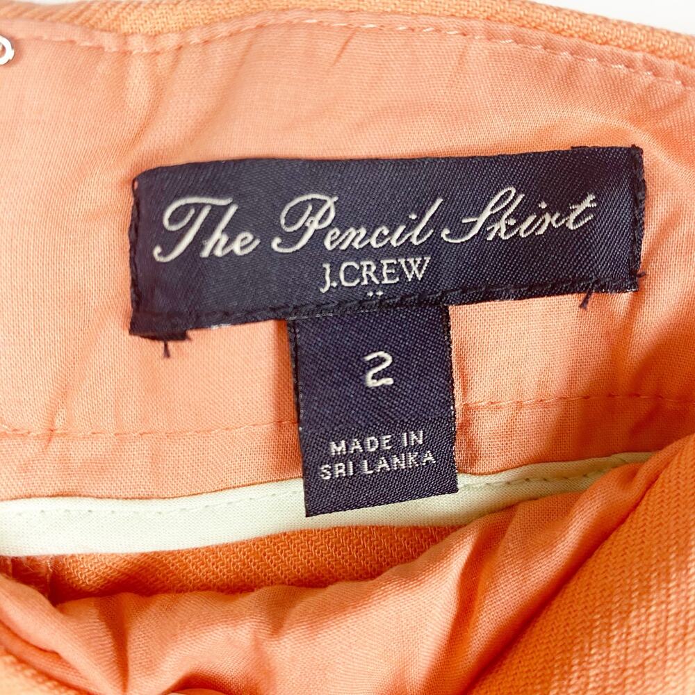 J Crew The Pencil Skirt Peach 100% Cotton Skirt Womens Size 2 - Picture 6 of 11